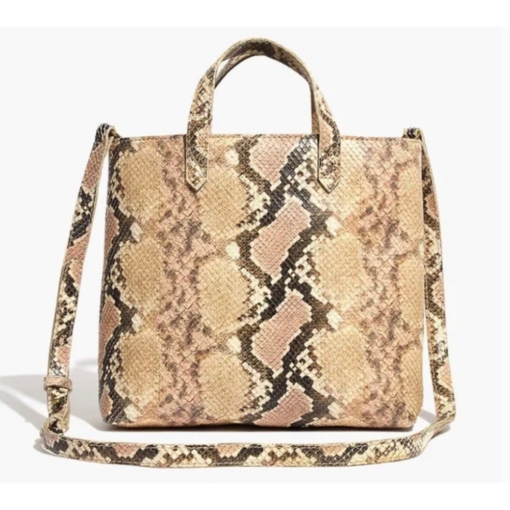 NWT Madewell Snakeskin The Zip-Top TransportLeather Crossbody Purse Bag​​​​​​​ - Picture 10 of 12